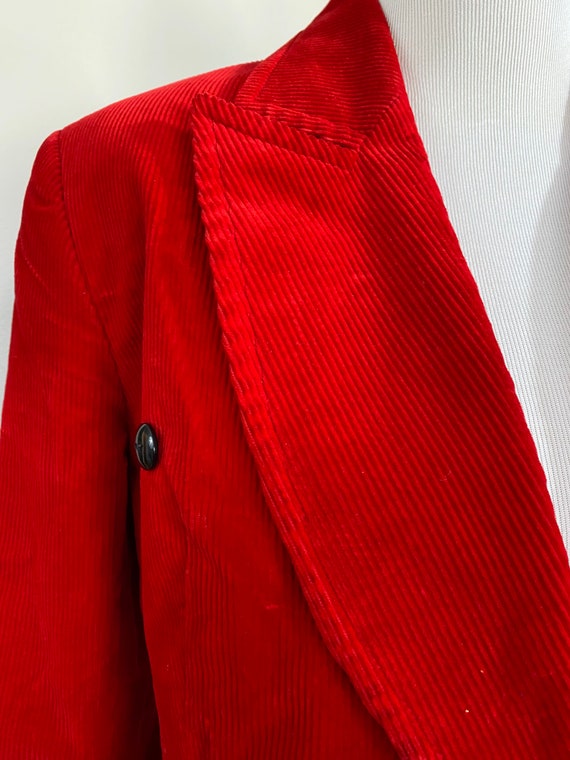 Vibrant Red Corduroy Cropped Blazer - image 3