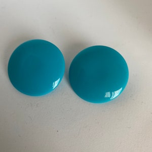 1980s Aqua Blue Disk Pierced Earrings