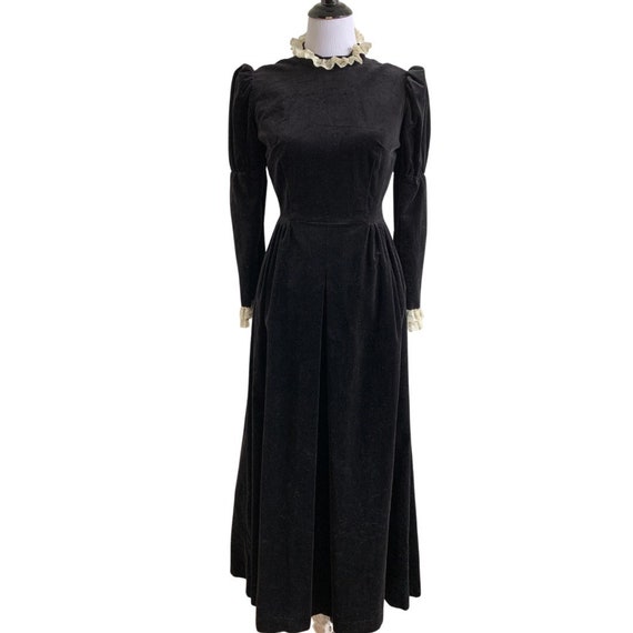 60s 70s Black Velvet Couriers California Maxi Edw… - image 1