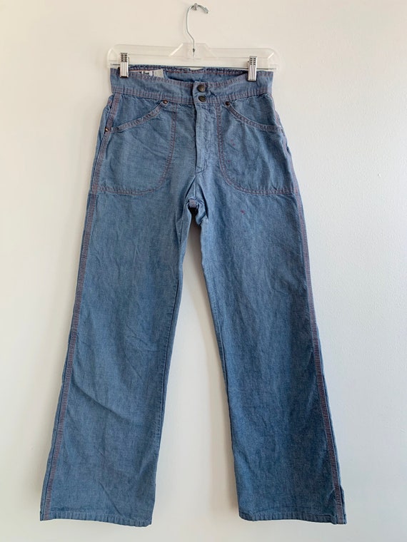Wide leg high waist chambray LandLubber jeans, xs-