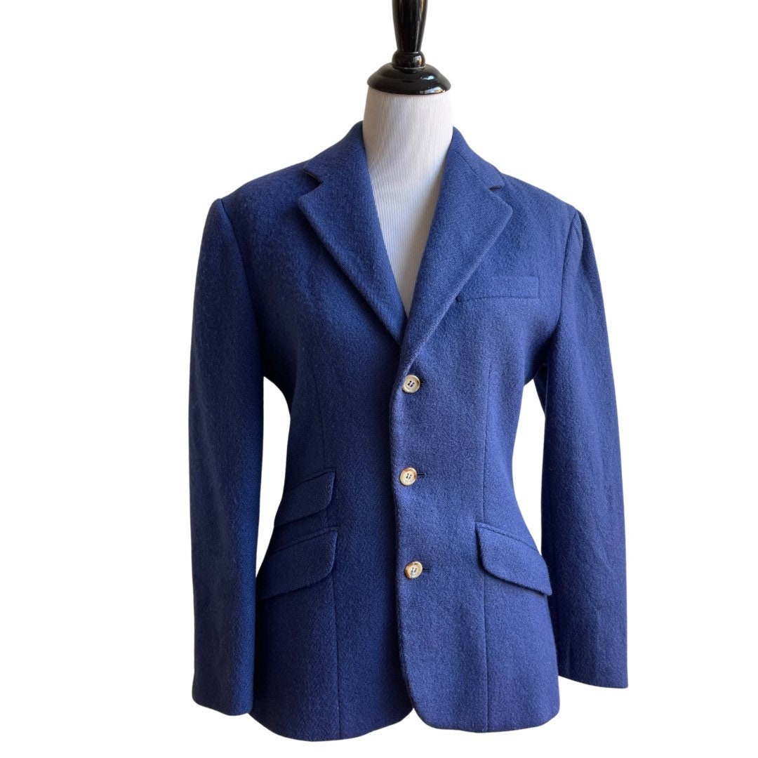 80s Ralph Lauren Blue Wool Riding Jacket Blazer Etsy