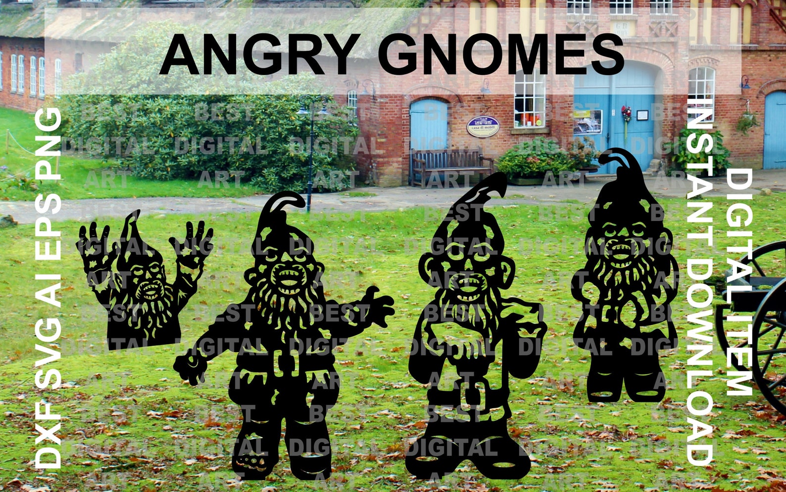 Angry Gnomes Gnome Garden Set Zombie Gnome Halloween Etsy