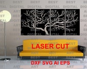 Large tree of life without leaves 4 Panels Wall Art Vector Model DXF svg EPS ai Laser Cut For CNC Plasma Instant download Wall decoration