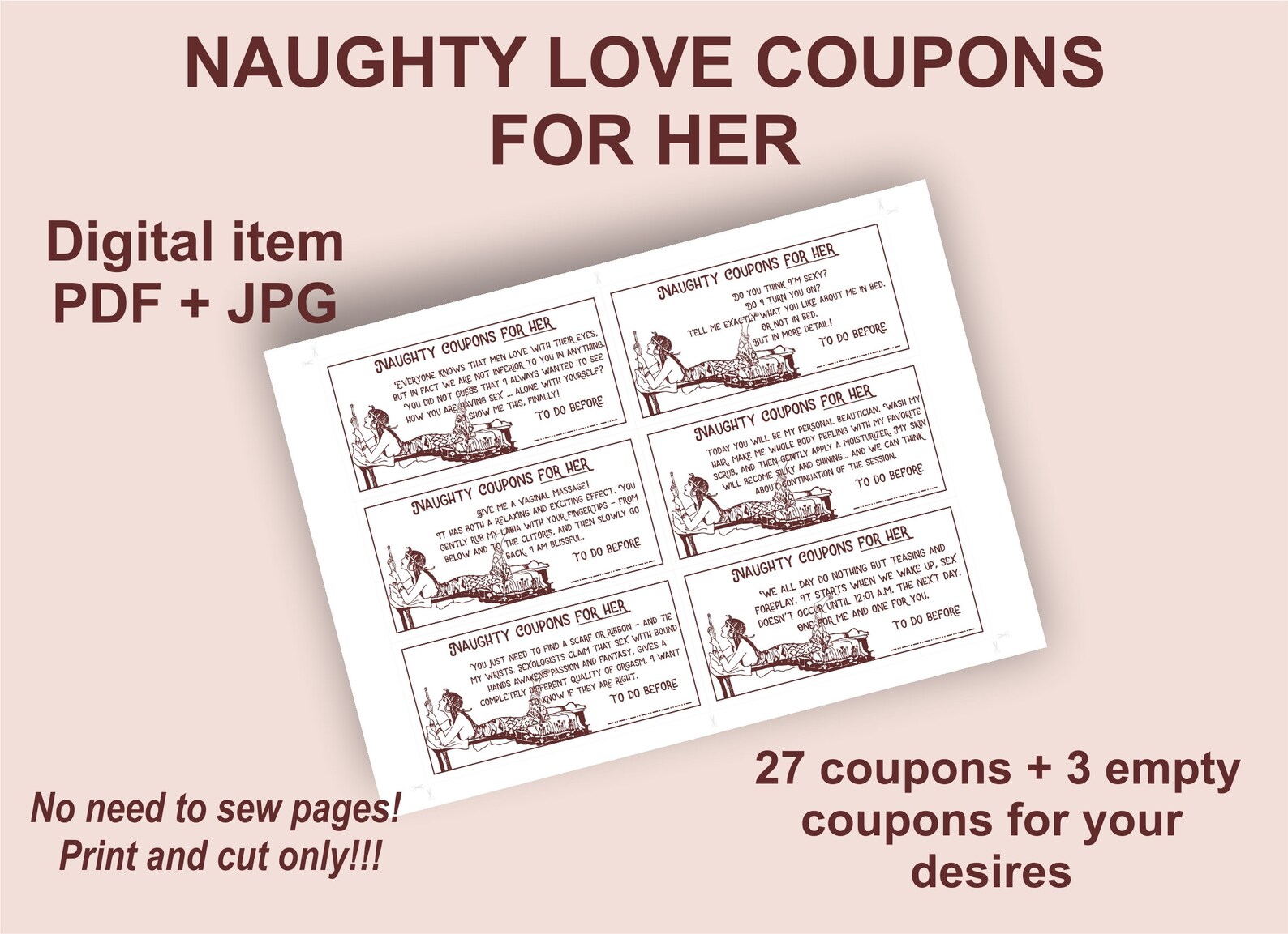 Love coupons for her Naughty Sex Printable coupons Sexy | Etsy