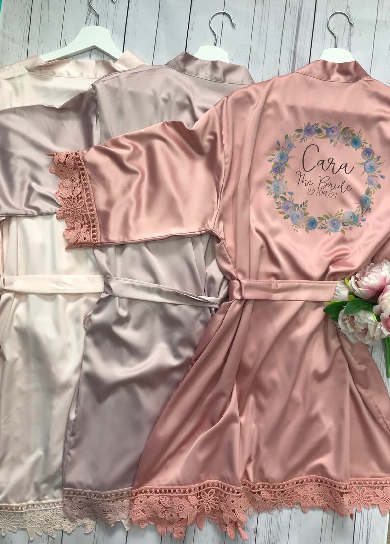Personalised bridesmaid robe dressing gown satin silk robe Etsy