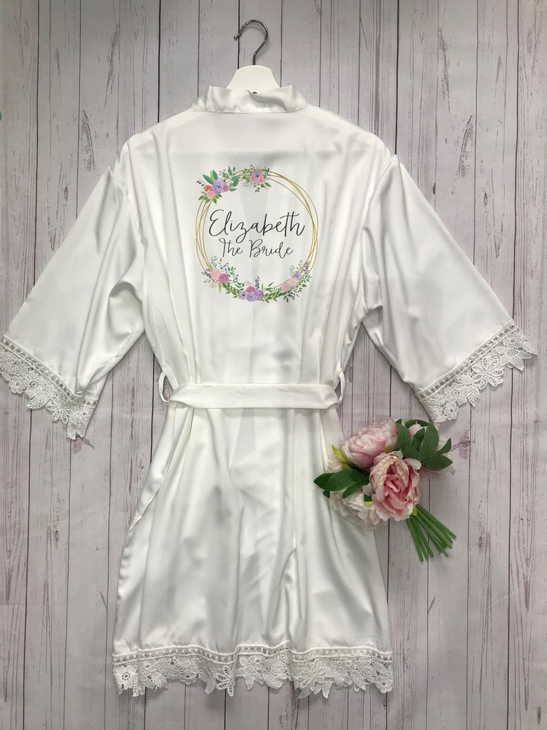 Personalised Bridal Robe Wedding Dressing Gown Initial Etsy UK