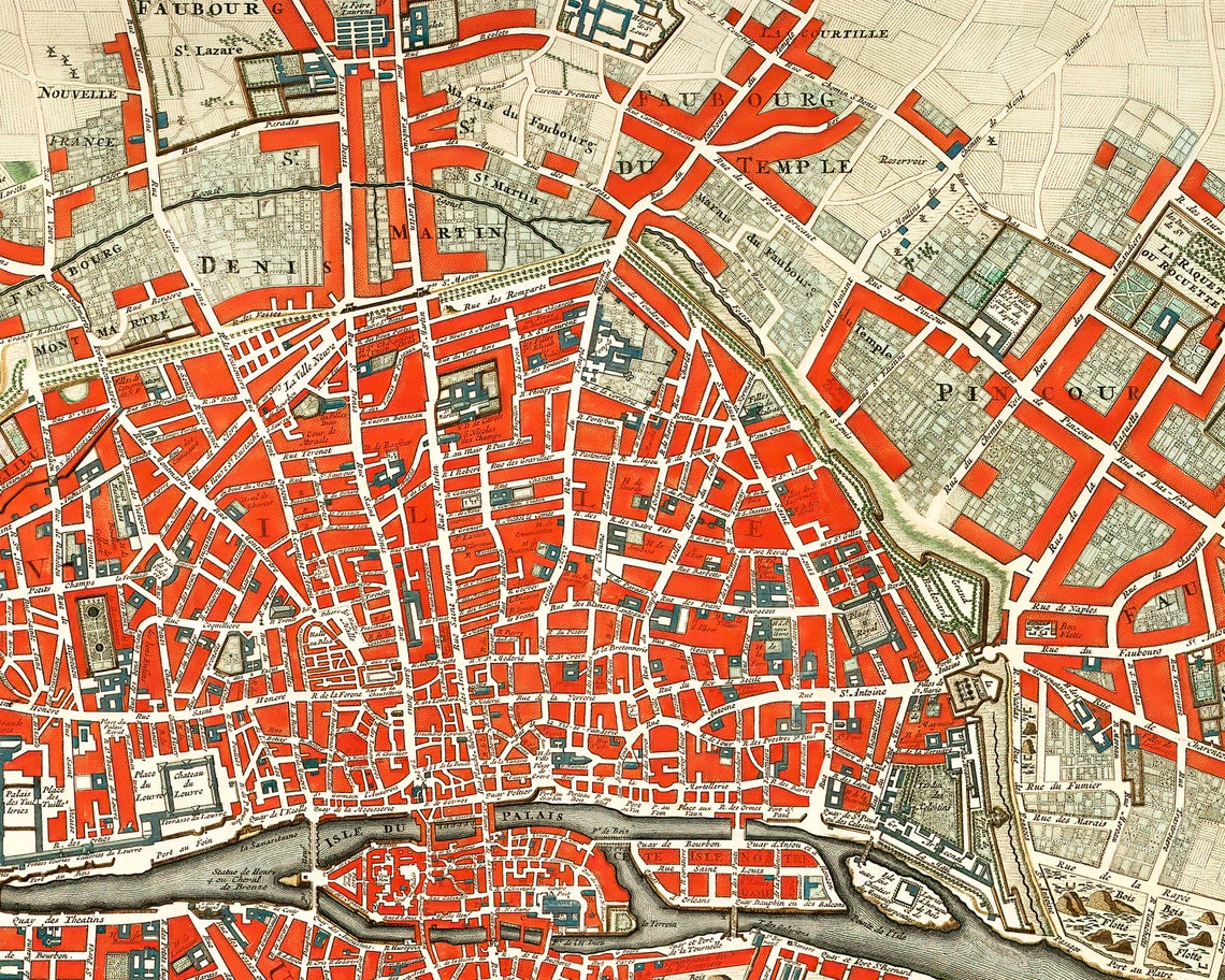 Vintage Printable Paris Map DOWNLOADABLE Vintage Map - Etsy