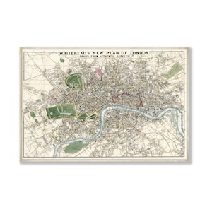 Vintage Druckbare London Karte, HERUNTERLADBARE Vintage Karte Illustration, London England Karte, Weihnachtsgeschenk, Gelb Blau Grün, Alte London Karte