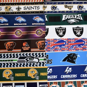 Saints Seahawks Cowboys Packers Rams Eagles Broncos Lions Jets Vikings Panthers Browns Texans Dolphins Bills 3" Grosgrain Ribbon You Choose