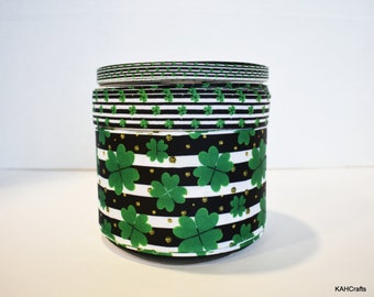 38\u201d Mini Shamrocks on Black Grosgrain Ribbon