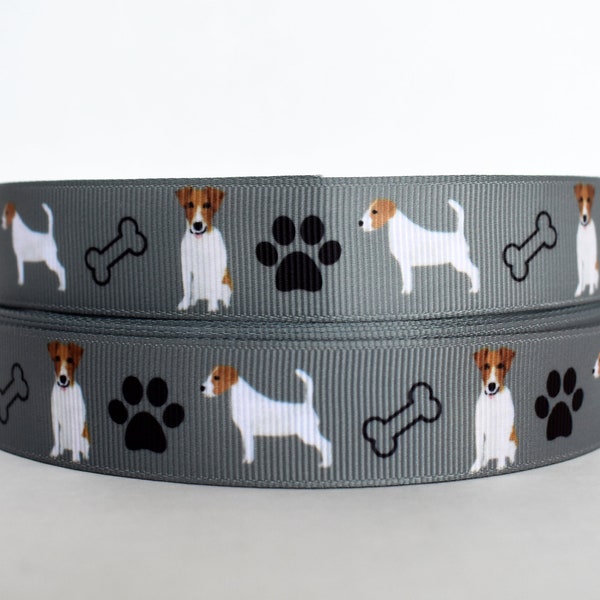 Jack Russell Terrier Paw Bone 7/8" Grosgrain Ribbon