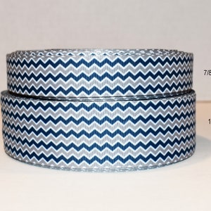 Ruban gros-grain à chevrons bleu et gris au choix, largeur