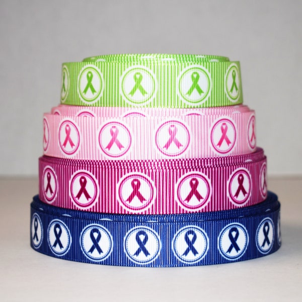 Cancer Ribbons 7/8" Grosgrain Ribbon You Choose