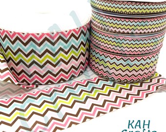 Pastel Zig Zag Chevron Stripes Grosgrain Ribbon You Choose Width