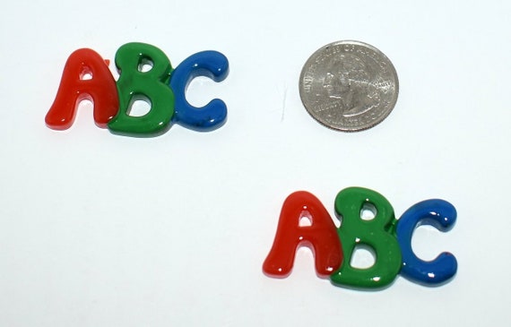 6 x ABC Back to School Flatback Resin Embellishment Crafts Cabochon *UK*