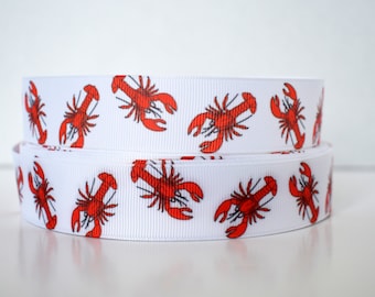 Lobster Ocean 1" Grosgrain Ribbon