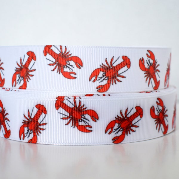 Lobster Ocean 1" Grosgrain Ribbon