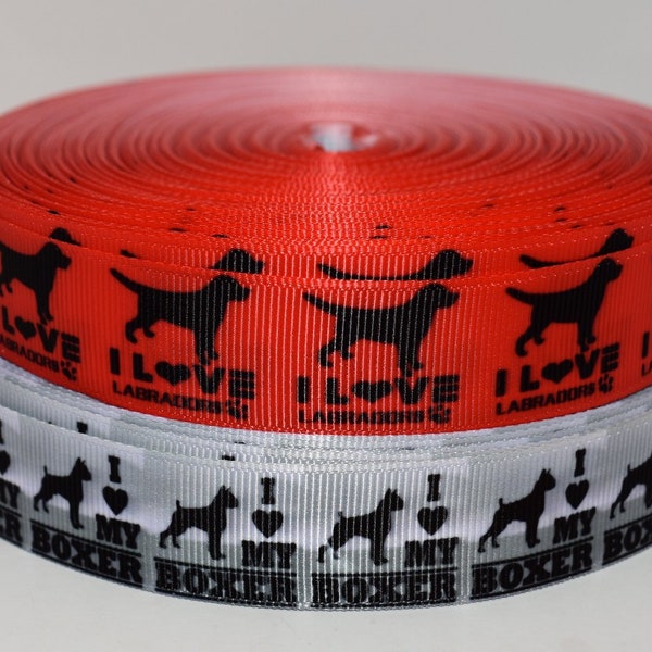 I love My Boxer Labrador 7/8" Grosgrain Ribbon You Choose