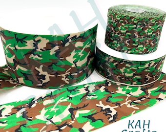 Camo Green Brown Grosgrain Ribbon You Choose Width