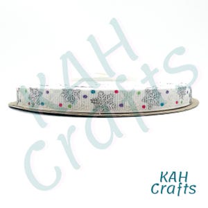 Sneeuwvlokinkt glitter 3/8&quot; grosgrain lint 3 yards