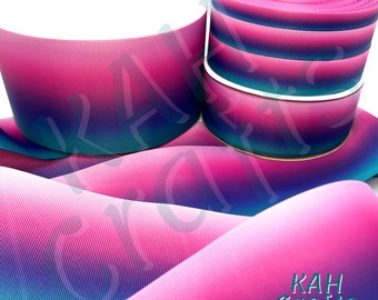 USDR Pink Purple Teal Ombre Grosgrain Ribbon You Choose Width