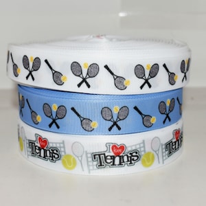 Me encanta el tenis y el tenis Cinta de grosgrain de 7/8" que elijas