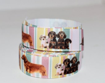 3 metres x Dachshund Sausage Dog Winter Ribbon 15mm puppy cotton 3 metres x Dachshund Sausage Dog Winter Ribbon 15mm puppy cotton