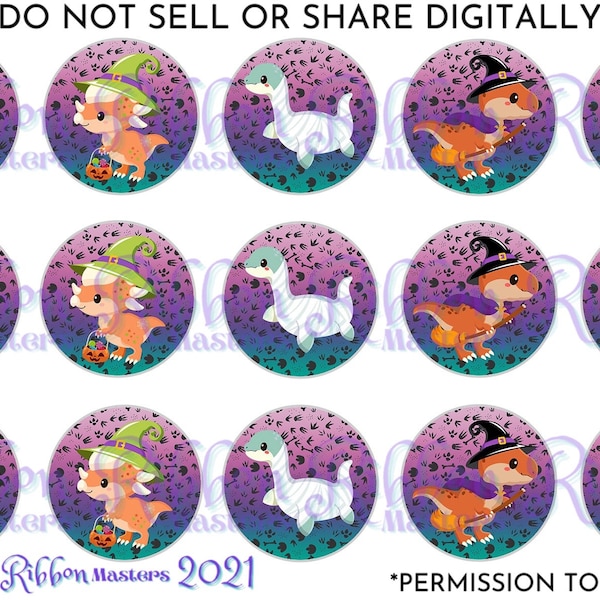 USDR Halloween Dino 1 " Round BCI Digital Download for Jewelry Bottle Cap Resin Hair bows Printable Images