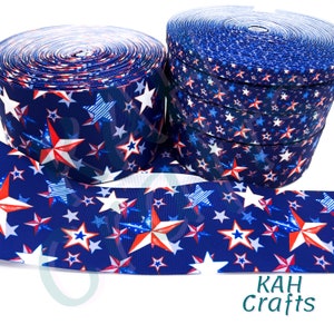 Drapeau des Etats-Unis, 4 juillet, étoiles, gros-grain, largeur au choix