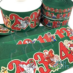 Fita de gorgorão dupla face USDR 12 dias de Natal que você escolhe a largura