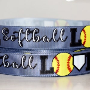 Love Softball Cinta de grosgrain de 7/8" que elijas