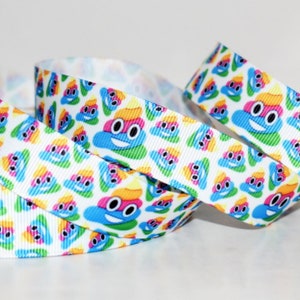 Rainbow Poop Emoji 1 Grosgrain Ribbon image 2