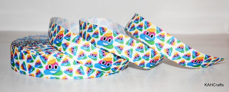 Rainbow Poop Emoji 1 Grosgrain Ribbon image 2