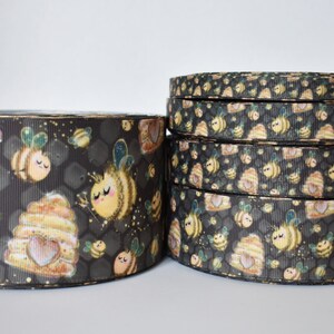 Bijenkoningin bijenkorf vintage honingraat grosgrain lint, breedte naar keuze