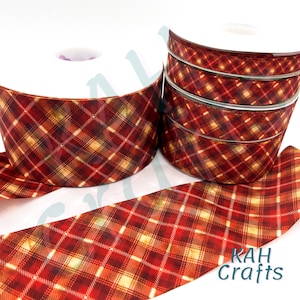 USDR Red Plaid Wizard Hat Books Broom Grosgrain Ribbon You Choose Width