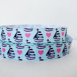 Segelboot-Herz 7/8" Ripsband