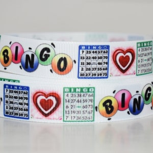 Ruban gros-grain 7/8 po. Salle de jeux Love BINGO