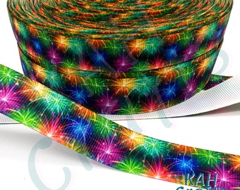 Fireworks 4th of July Grosgrain You Choose Width