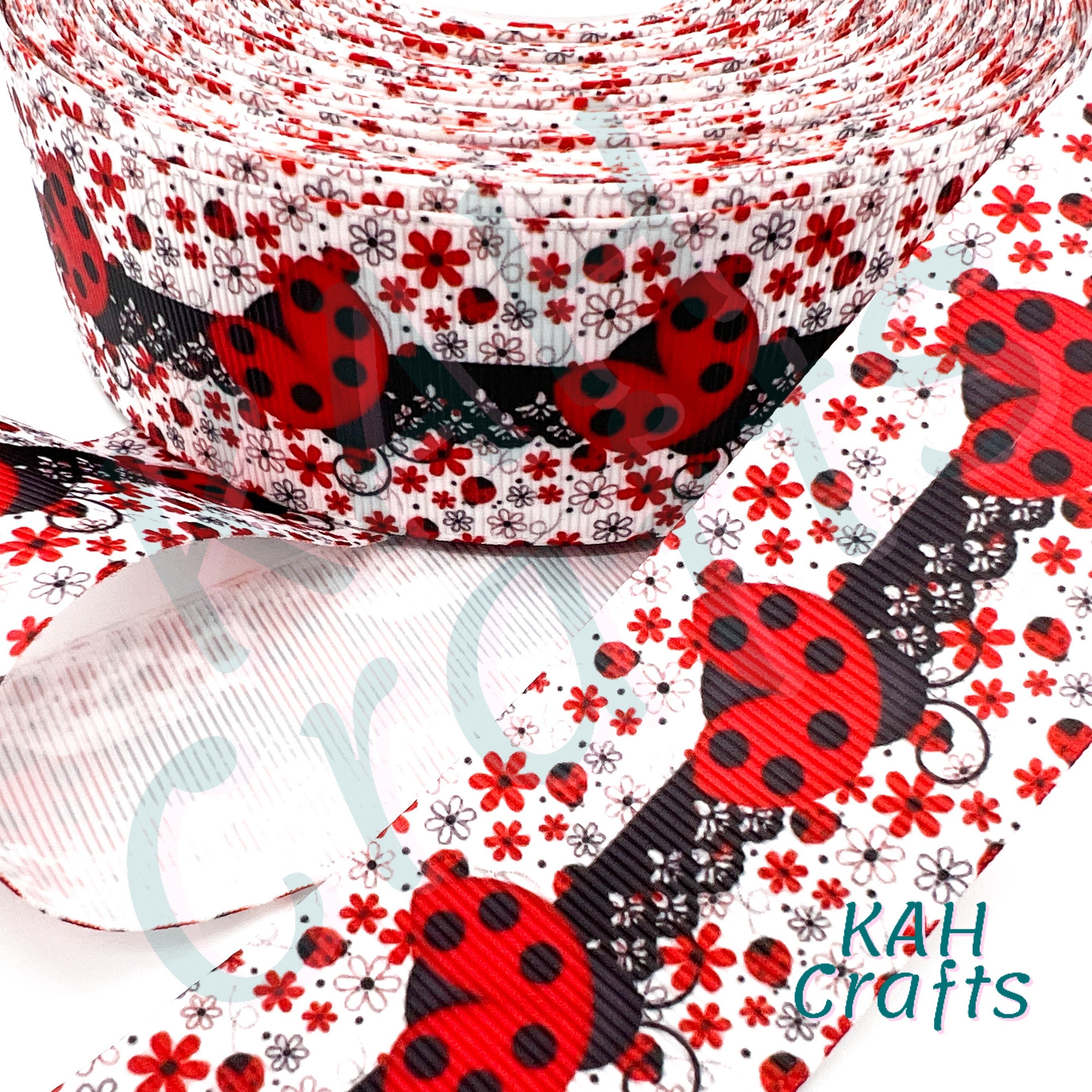Ladybug Lace Dots Flowers Grosgrain Ribbon You Choose Width - Etsy