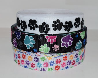 Paw Prints Grosgrain Ribbon You Choose