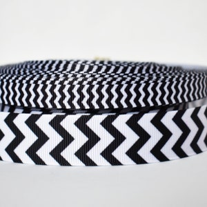 Black and White Chevron Grosgrain Ribbon You Choose Width