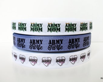 USDR Army Wife Army Mom 7/8" Grosgrain Ribbon You Choose