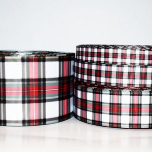 Red Black Green Plaid Grosgrain Ribbon You Choose Width