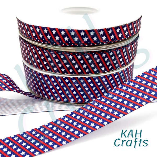 Stars and Stripes 4th of July Grosgrain Ribbon You Choose Width