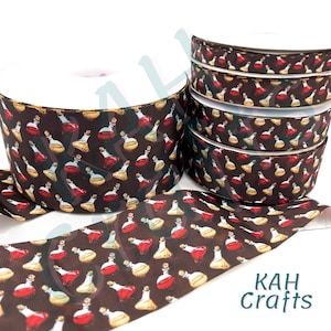 USDR Red Potion Bottles Wizard Hat Books Broom Grosgrain Ribbon You Choose Width