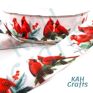 Cinta de grogrén con diseño de pájaro rojo cardenal de 7/8"*