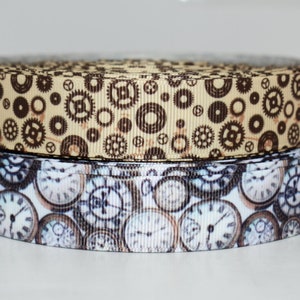 Uhren Zeit Taschenuhr Zahnräder und Zahnräder 7/8 "Grosgrain Band Sie wählen