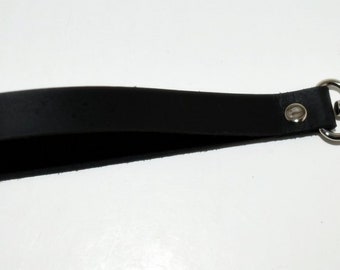 Black Genuine Leather 6" Key Fob