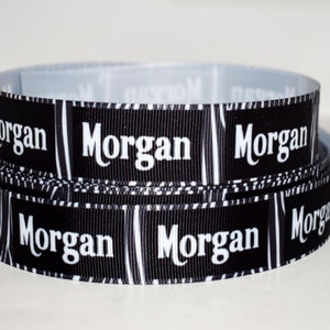 Ruban gros grain Morgan Zebra prénom fille 2,5 cm