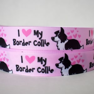 Nastro in grosgrain I Love My Border Collie da 7/8”.